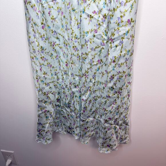 Rebecca Taylor Floral Silk Halter Midi Dress In Light Blue Size 8 - Picture 12 of 14
